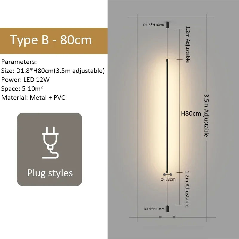 Linear LED Pendant Light | Minimalist Italian Design | Black or White | 80–120 cm
