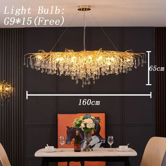 Nordic Crystal Chandelier | Chrome & Gold | Dining Room & Living Room