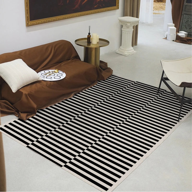 Black & White Plaid Plush Rug