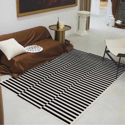 Black & White Plaid Plush Rug