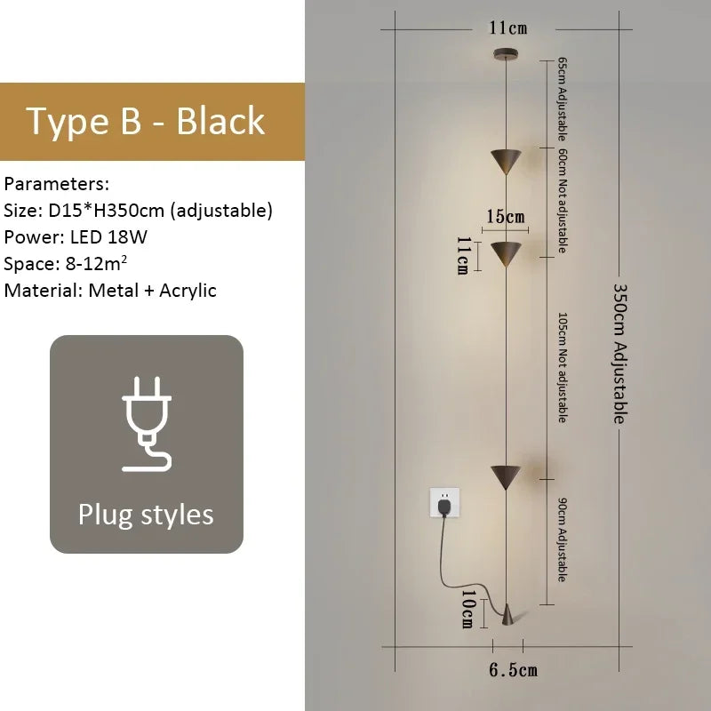 Linear LED Pendant Light | Minimalist Italian Design | Black or White | 80–120 cm