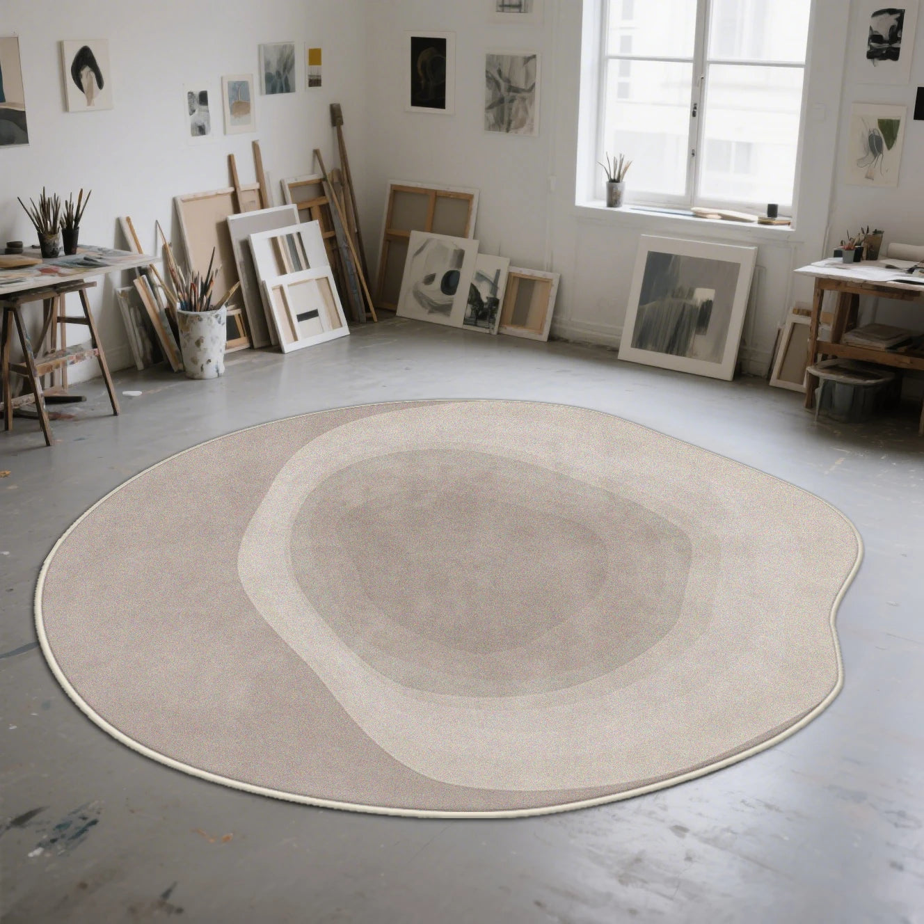 Tapis Rond Dégradé Coloré Forme Organique