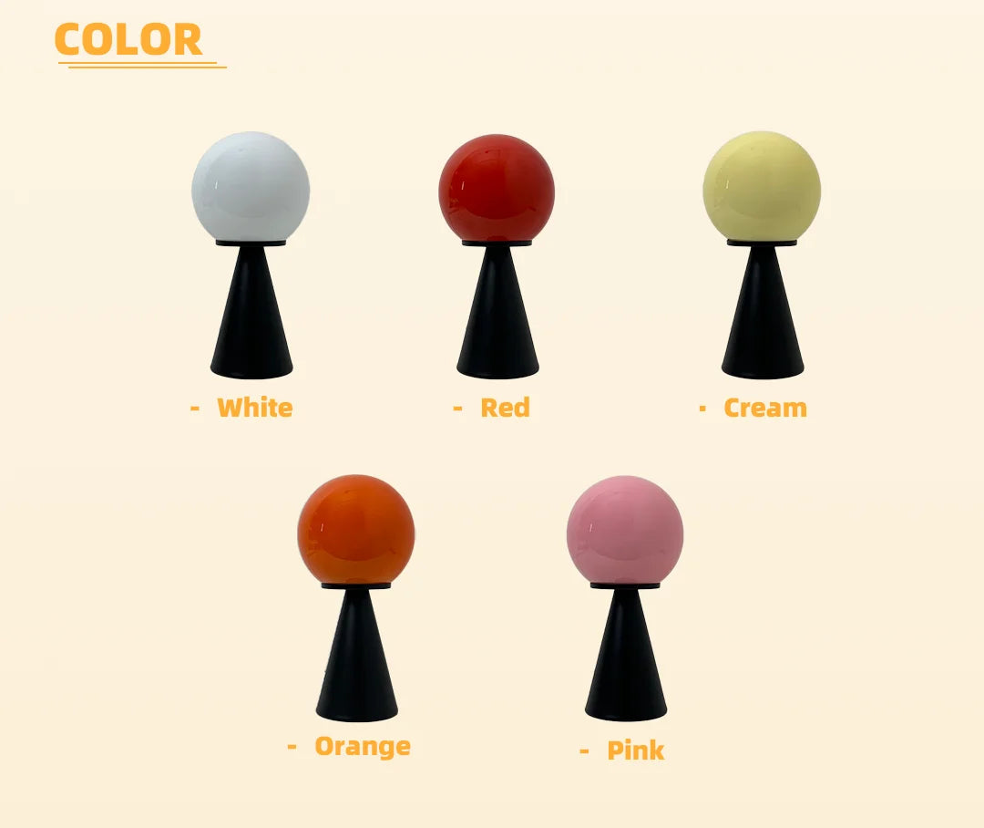 Contrast Sphere Glass Table Lamp | Two-Tone Nordic Bedside Lamp for Bedroom & Living Room