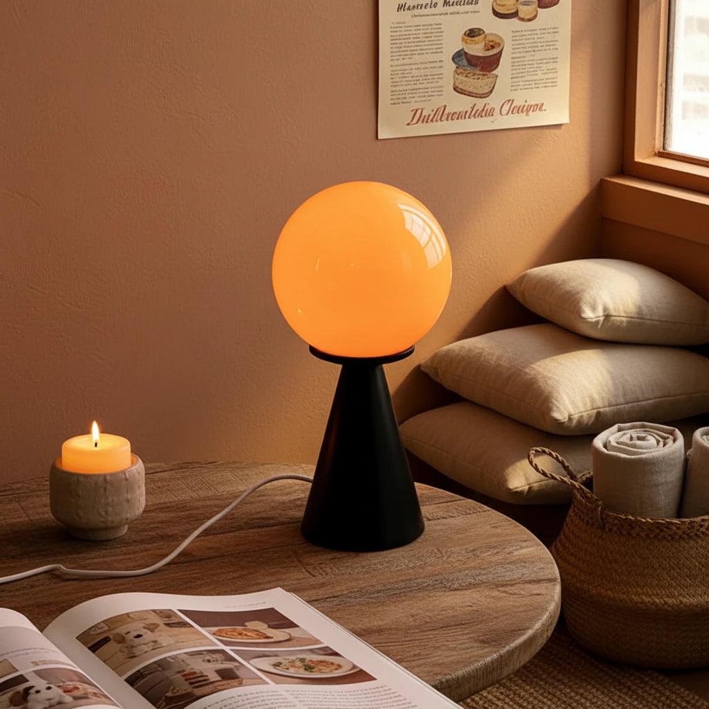 Contrast Sphere Glass Table Lamp | Two-Tone Nordic Bedside Lamp for Bedroom & Living Room
