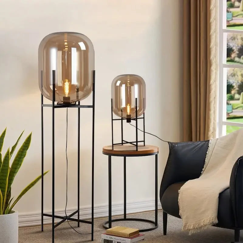 Nordic Luxury Glass LED Floor Lamp | Designer Standing Light for Living Room & Bedroom