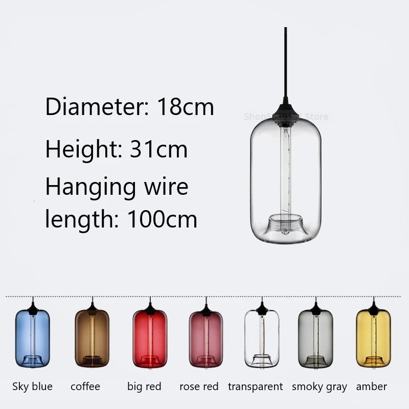 Nordic Stained Glass Pendant Light | Colourful Hanging Lamp for Dining Room & Kitchen