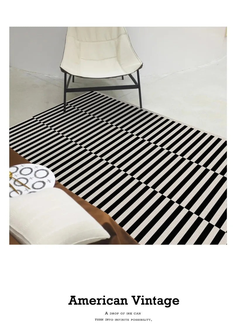 Black & White Plaid Plush Rug