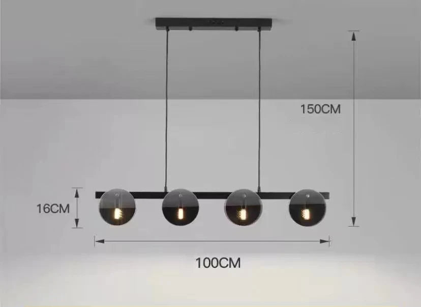 Nordic Glass Pendant Light | Smoke Grey & Gold | Dining Room & Living Room