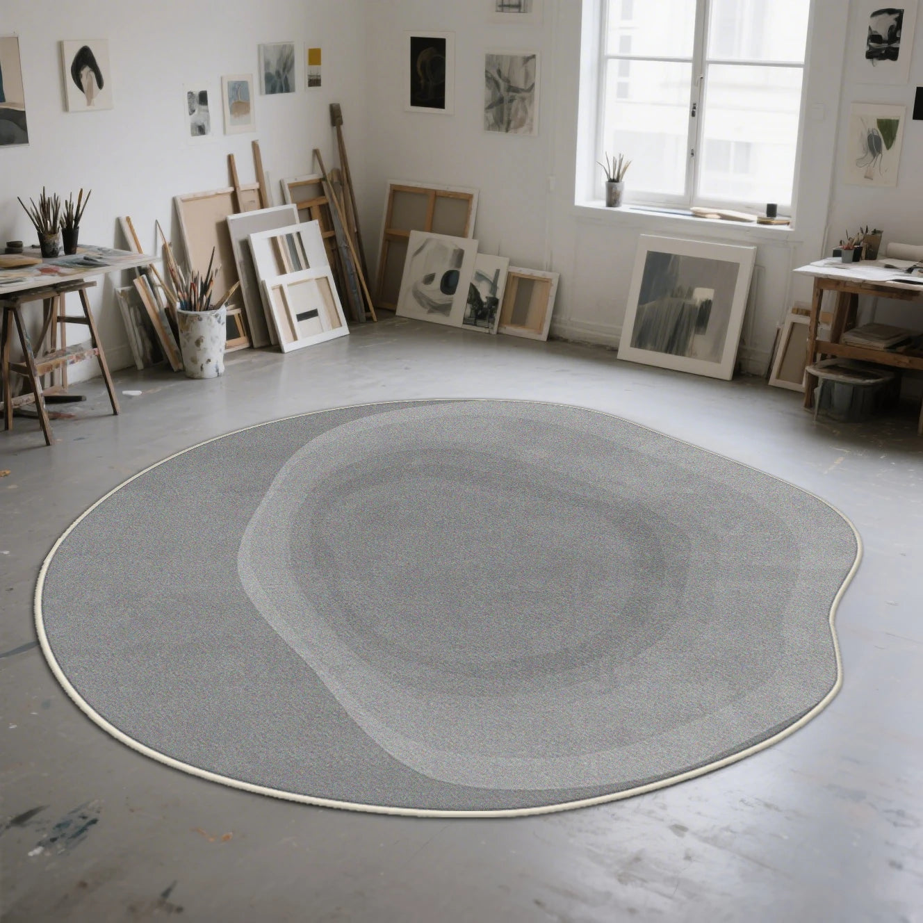 Tapis Rond Dégradé Coloré Forme Organique