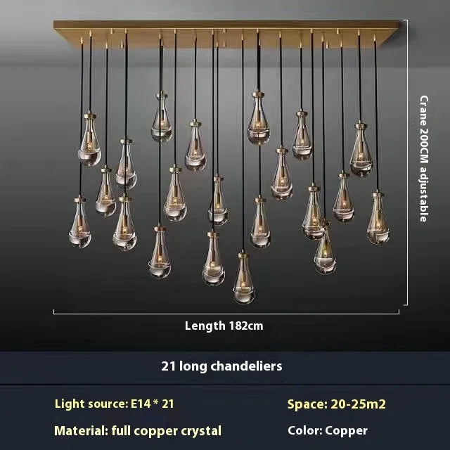Water Drop Crystal Chandelier | Modern Vintage | Gold or Black | 1 to 31 Lights