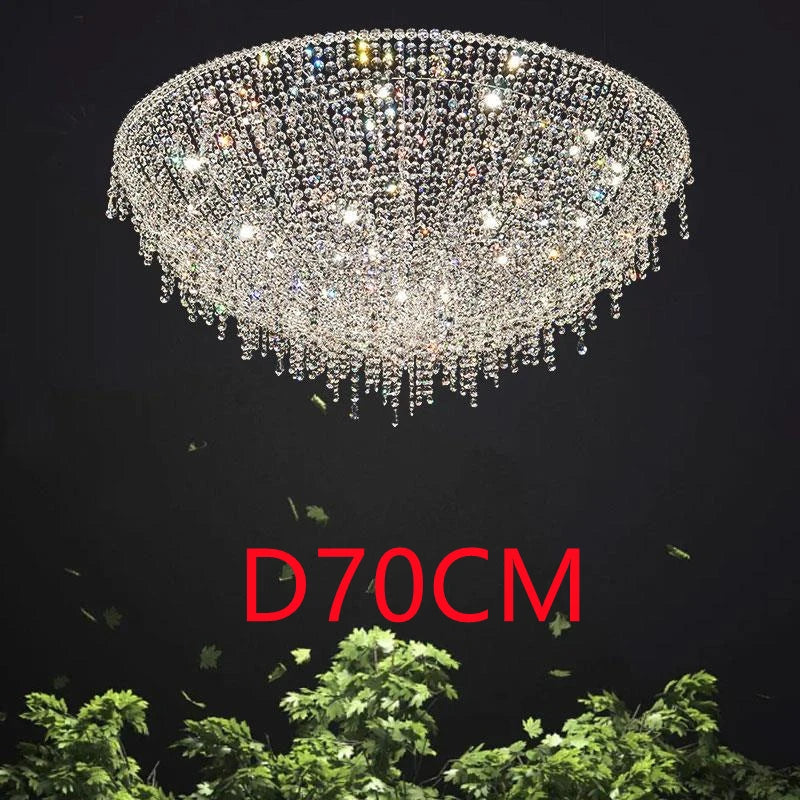 Crystal Glass Round Chandelier | Modern Minimalist | Living Room & Dining Room