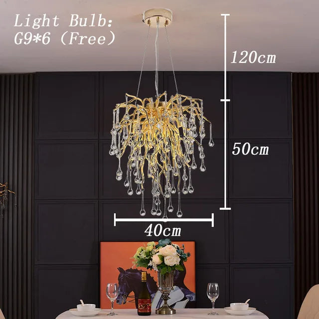 Nordic Crystal Chandelier | Chrome & Gold | Dining Room & Living Room