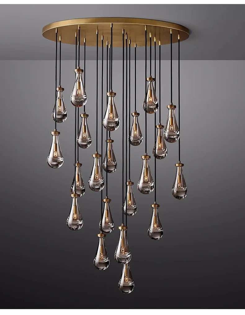 Water Drop Crystal Chandelier | Modern Vintage | Gold or Black | 1 to 31 Lights