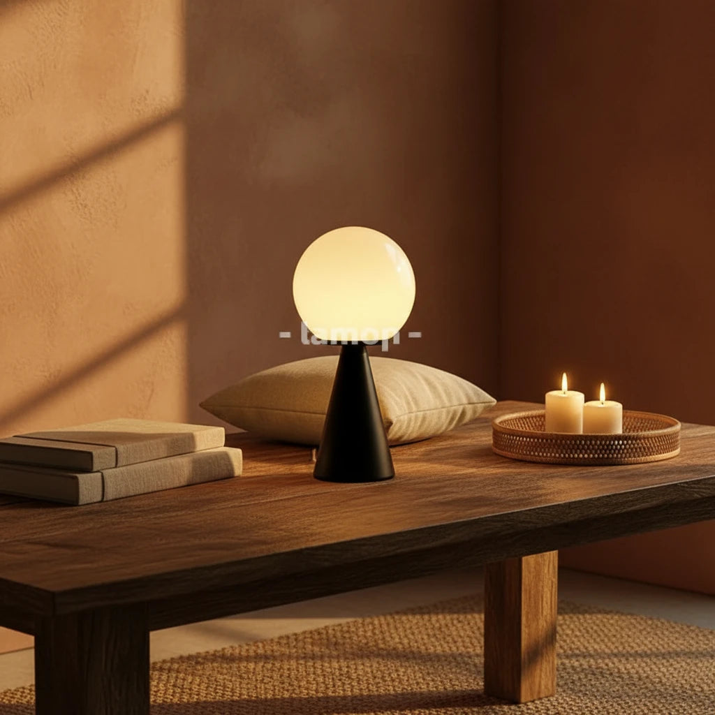 Contrast Sphere Glass Table Lamp | Two-Tone Nordic Bedside Lamp for Bedroom & Living Room