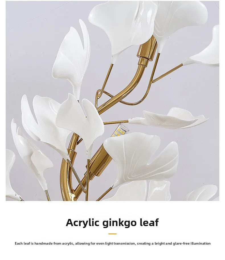 Luxury Acrylic Ginkgo Leaf Wall Lamp | Dimmable LED Gold