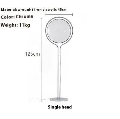 Chrome Globe Floor Lamp | Sculptural Art Deco | White or Amber Acrylic