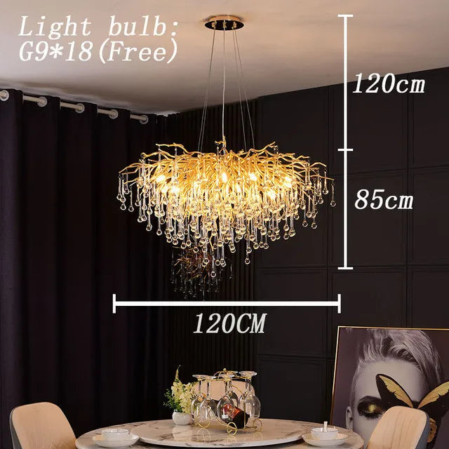 Nordic Crystal Chandelier | Chrome & Gold | Dining Room & Living Room