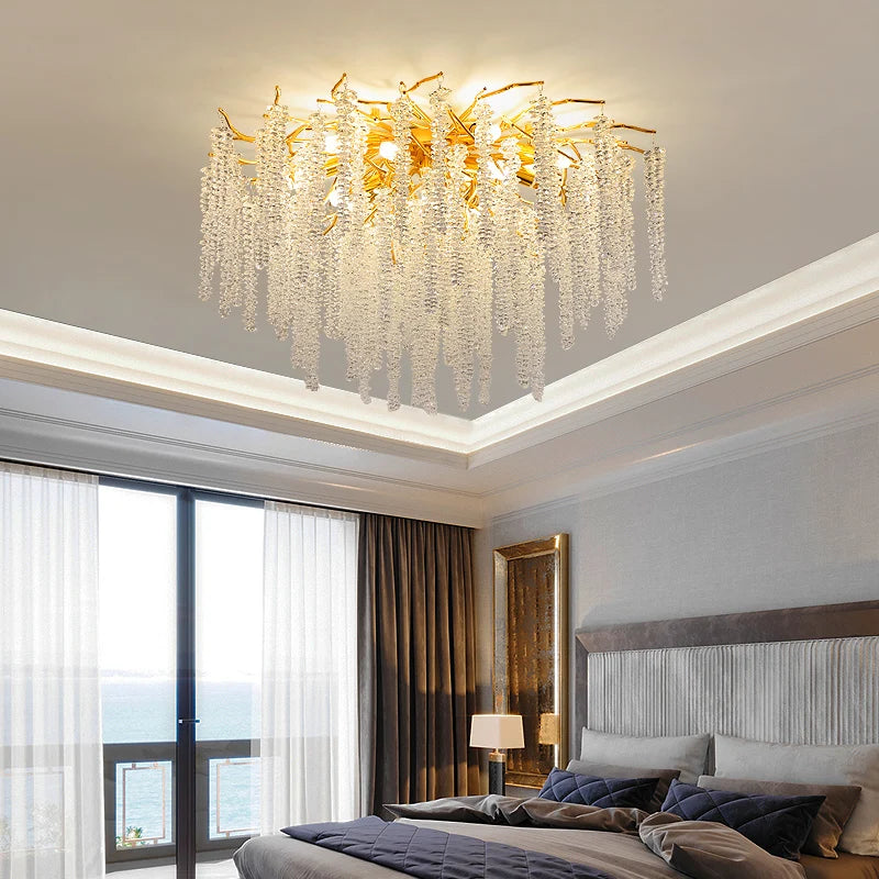 Round K9 Crystal Chandelier | Gold & Silver | Bedroom, Living Room & Dining Room