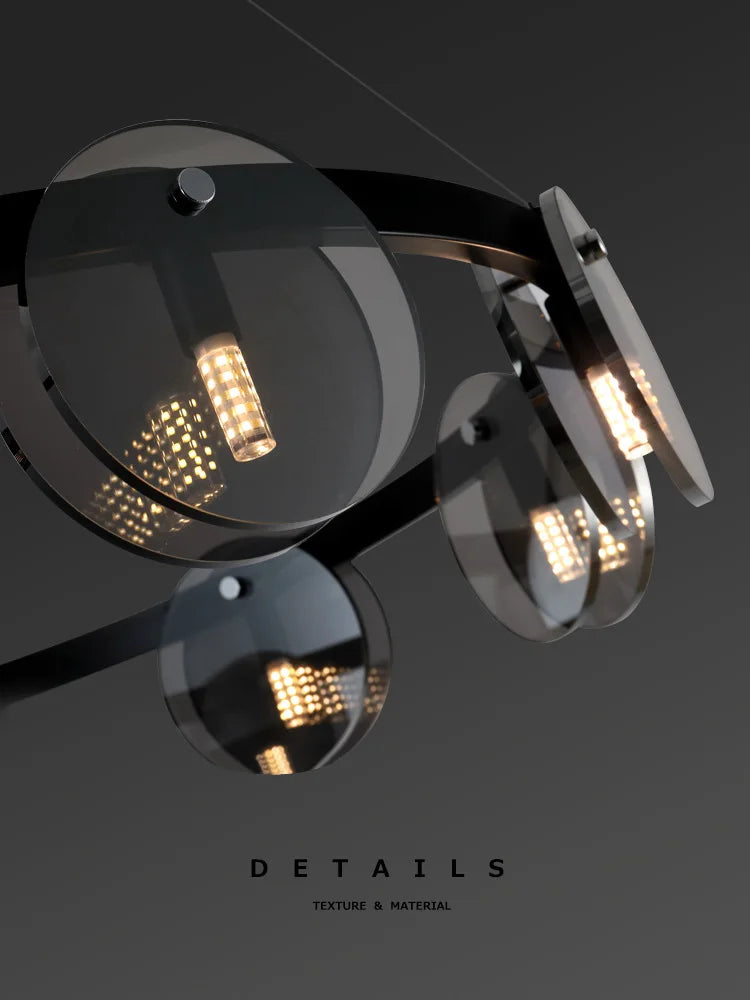 Nordic Glass Pendant Light | Smoke Grey & Gold | Dining Room & Living Room