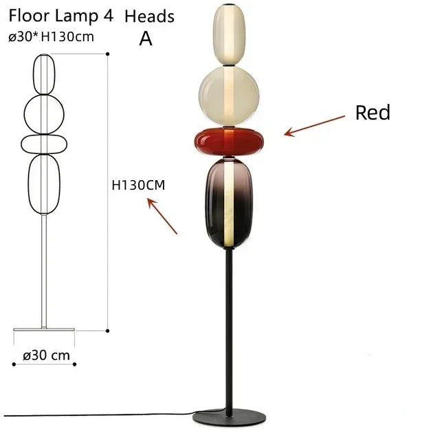 Italian Coloured Glass LED Floor Lamp