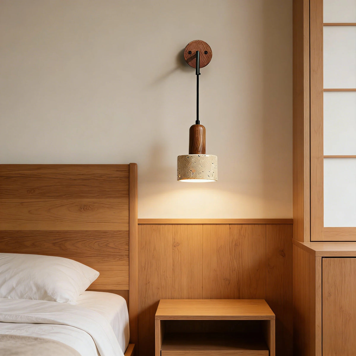 Travertine Stone Wabi-Sabi Wall Sconce | E27 LED Light for Bedroom, Living Room & Corridor