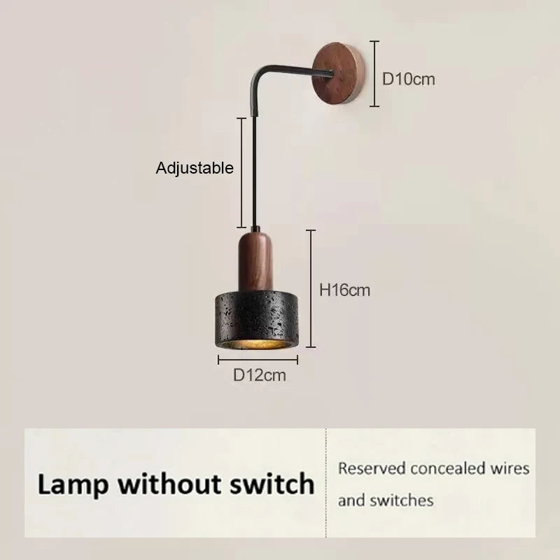 Travertine Stone Wabi-Sabi Wall Sconce | E27 LED Light for Bedroom, Living Room & Corridor