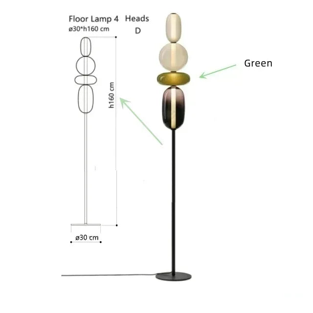 Italian Coloured Glass LED Floor Lamp