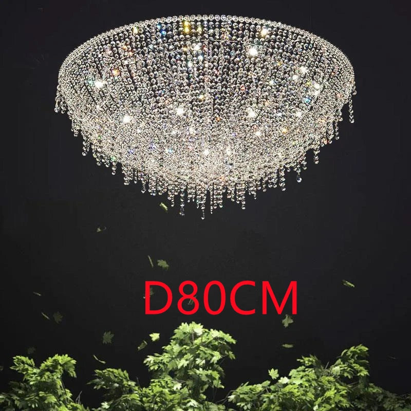 Crystal Glass Round Chandelier | Modern Minimalist | Living Room & Dining Room