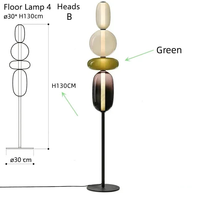 Italian Coloured Glass LED Floor Lamp