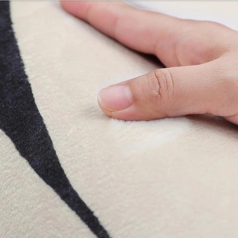 Black & White Plaid Plush Rug