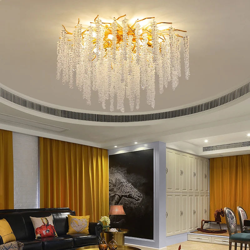 Round K9 Crystal Chandelier | Gold & Silver | Bedroom, Living Room & Dining Room