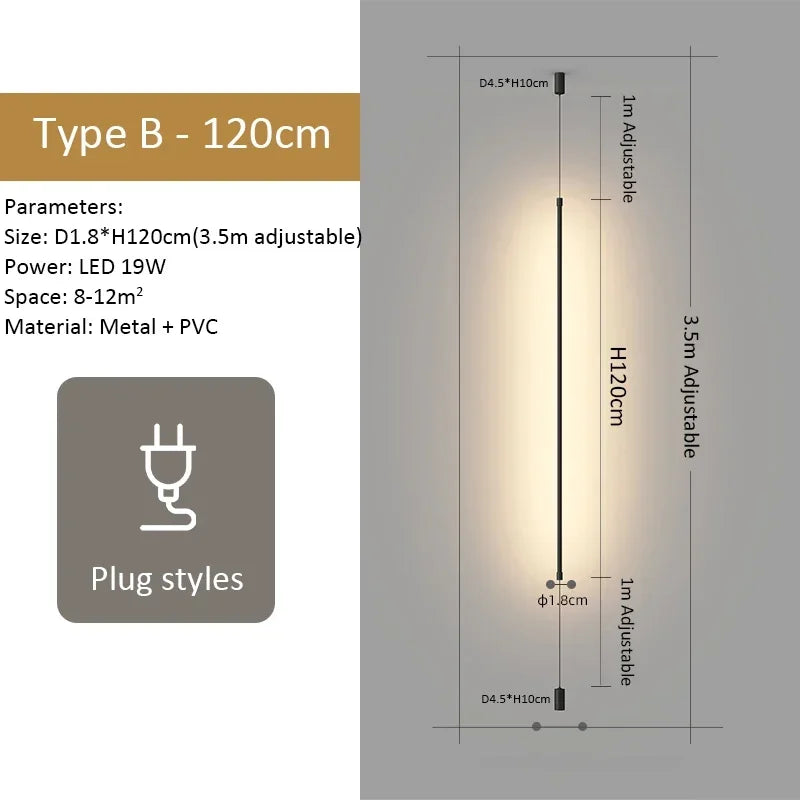 Linear LED Pendant Light | Minimalist Italian Design | Black or White | 80–120 cm