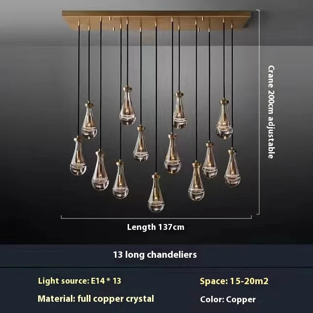 Water Drop Crystal Chandelier | Modern Vintage | Gold or Black | 1 to 31 Lights