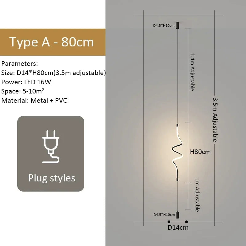 Linear LED Pendant Light | Minimalist Italian Design | Black or White | 80–120 cm