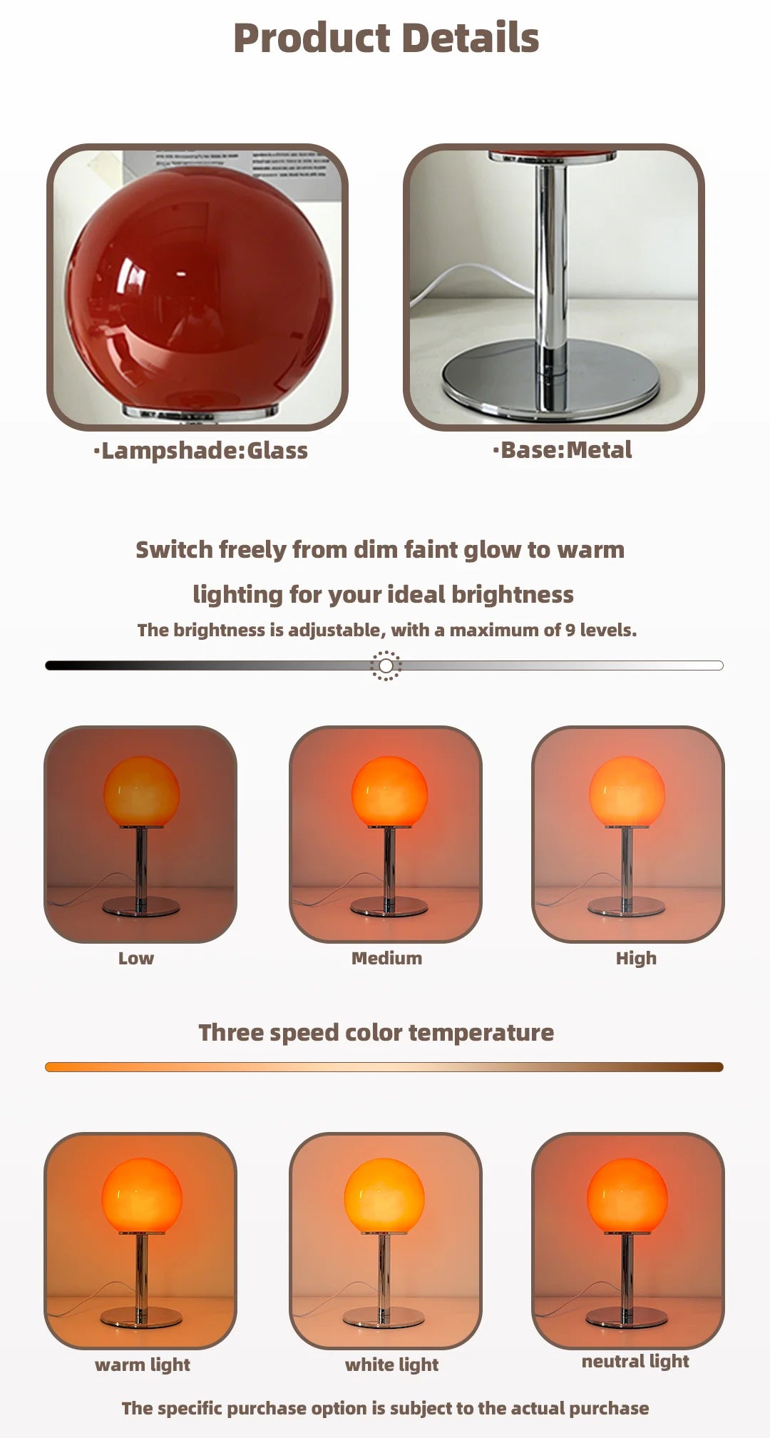 Orange Star Orb Glass Table Lamp