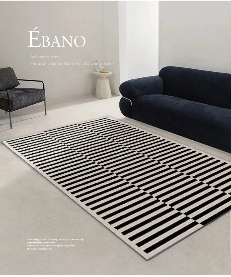 Black & White Plaid Plush Rug
