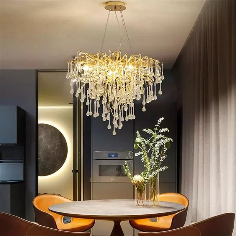Nordic Crystal Chandelier | Chrome & Gold | Dining Room & Living Room