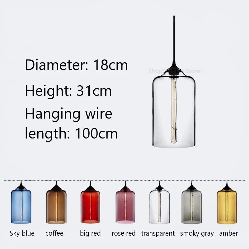 Nordic Stained Glass Pendant Light | Colourful Hanging Lamp for Dining Room & Kitchen