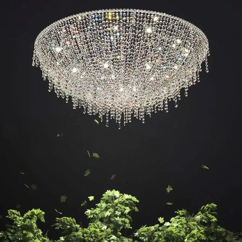 Crystal Glass Round Chandelier | Modern Minimalist | Living Room & Dining Room