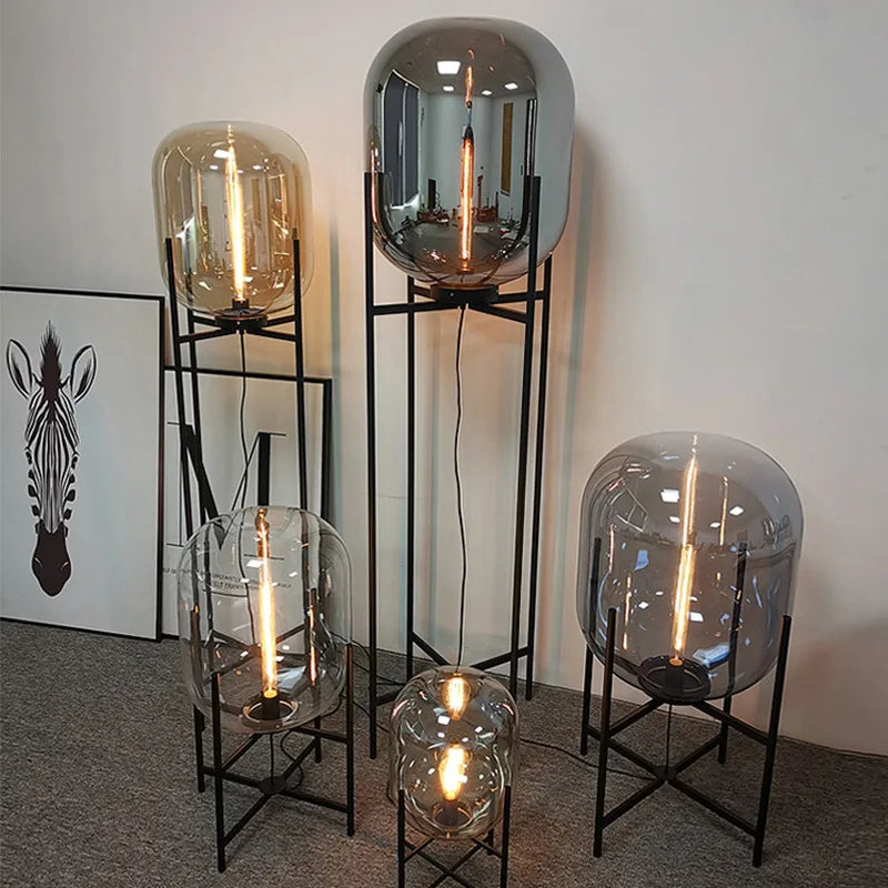 Nordic Luxury Glass LED Floor Lamp | Designer Standing Light for Living Room & Bedroom