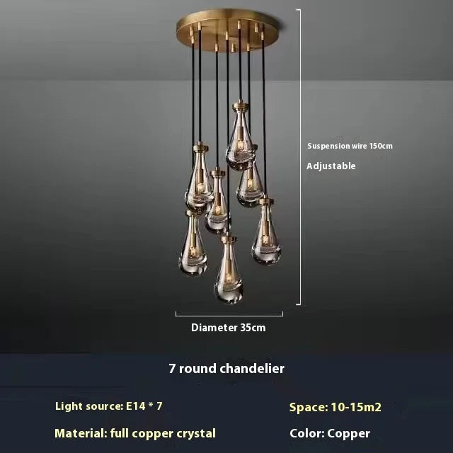 Water Drop Crystal Chandelier | Modern Vintage | Gold or Black | 1 to 31 Lights