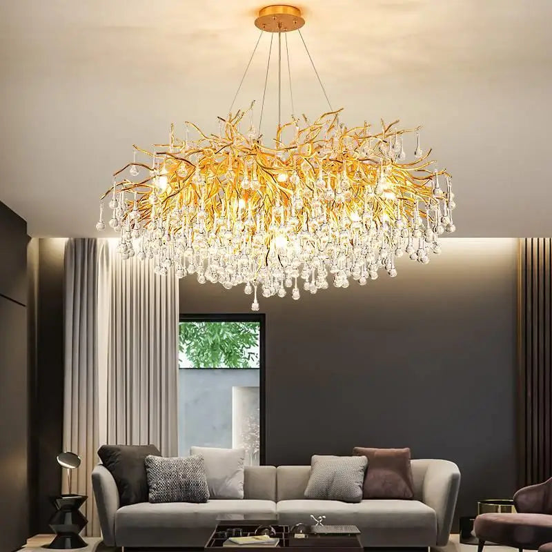 Nordic Crystal Chandelier | Chrome & Gold | Dining Room & Living Room