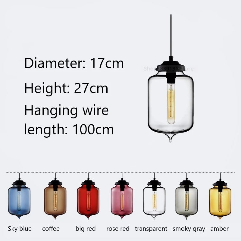 Nordic Stained Glass Pendant Light | Colourful Hanging Lamp for Dining Room & Kitchen