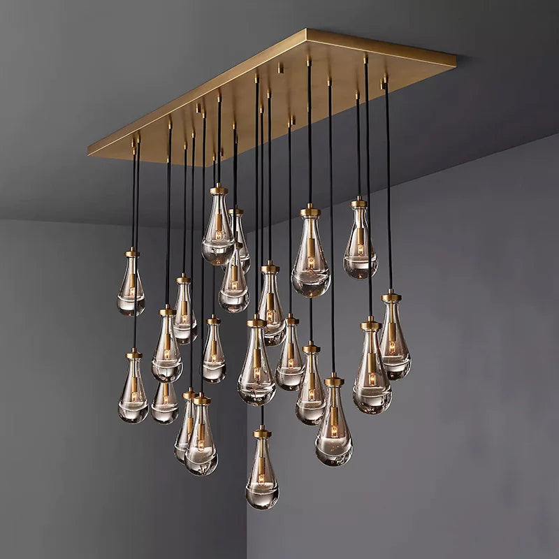Water Drop Crystal Chandelier | Modern Vintage | Gold or Black | 1 to 31 Lights