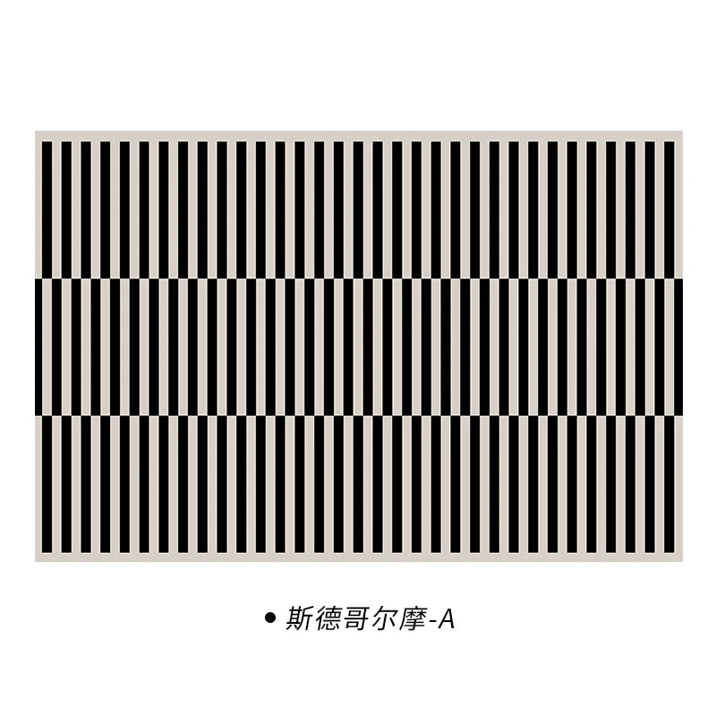 Black & White Plaid Plush Area Rug | Soft Fluffy Carpet for Living Room & Bedroom