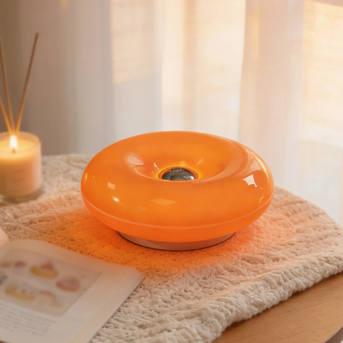 Donut LED Table Lamp | Dimmable Warm Ambient Night Light for Bedroom & Living Room