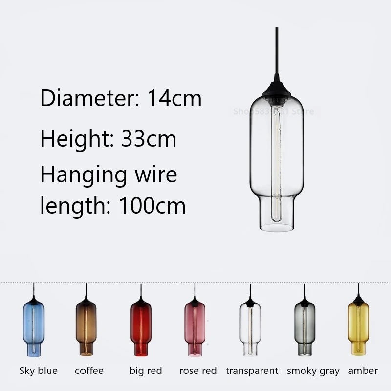 Nordic Stained Glass Pendant Light | Colourful Hanging Lamp for Dining Room & Kitchen