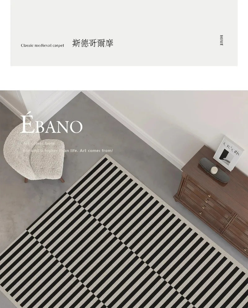 Black & White Plaid Plush Rug