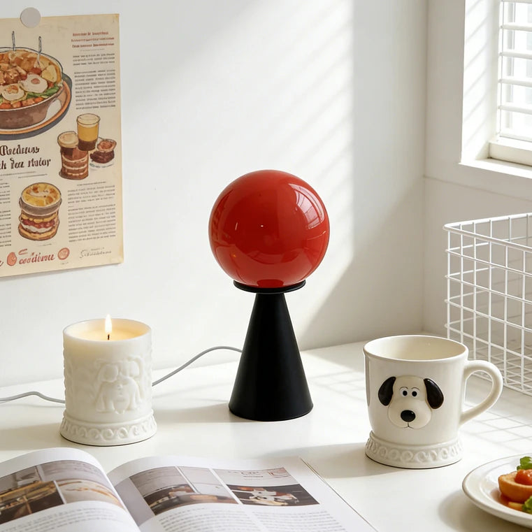 Contrast Sphere Glass Table Lamp | Two-Tone Nordic Bedside Lamp for Bedroom & Living Room