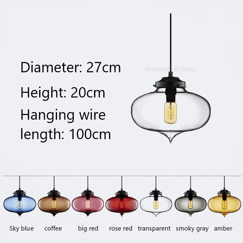 Nordic Stained Glass Pendant Light | Colourful Hanging Lamp for Dining Room & Kitchen